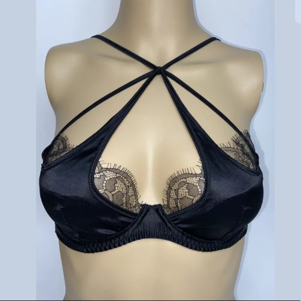 Agent Provocateur Black Silk Satin Lace Robyn Bra